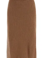 's Max Mara "ribbed Knit Midi Skirt In Brown