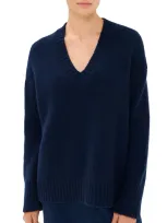 Sablyn Nylah Boyfriend V Neck Cashmere Sweater Midnight Navy