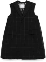 Sacai Checked Sleeveless Coat In 001 Black