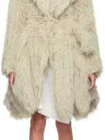 Sacai Faux Fur Belted Coat In Lgray