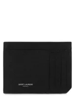 Saint Laurent Black Leather Card Holder