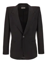 Saint Laurent Black Wool Blazer In 1000