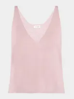 Saint Laurent Cashmere Low-cut Tank Top In Rose Poudre