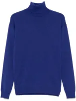 Saint Laurent Turtleneck Cashmere Sweater In Blue