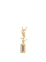 Saint Laurent Crystal-embellished Cassandre Single Earring In Oro