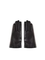 Saint Laurent Cassandre Leather Gloves In Black