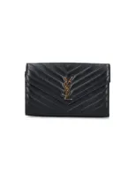 Saint Laurent "cassandre" Shoulder Strap Wallet In Black  