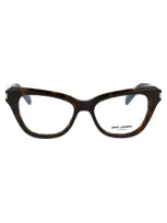 Saint Laurent Cat-eye Frame Glasses In 002 Havana Havana Transpa