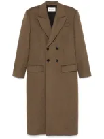 Saint Laurent Double-breasted Coat In Brown