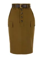 Saint Laurent Cassandre Pencil Skirt In Green