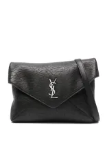 Saint Laurent Large Cassandre Envelope Pouch In Black