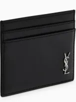 Saint Laurent Monogram Credit Card Holder In Black