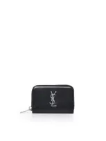 Saint Laurent Monogram Wallet In Calfskin In Black