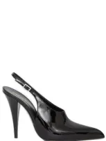 Saint Laurent Raven Pointed-toe Slingback Pumps In Black