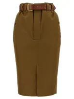 Saint Laurent Saharienne Skirt In Brown