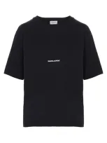 Saint Laurent Womens Noir Logo-print Cotton-jersey T-shirt Xs