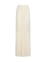 Saint Laurent Pleated Maxi Skirt In Neutrals