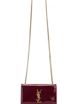 Saint Laurent Small Leather Kate Cross-body Bag In Red Grenat