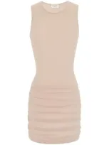 Saint Laurent Women's Stretch Tulle Short Dress In Sand