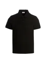 Saint Laurent Polo Shirt Cotton Ribbed Cuffs In Black