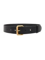 Saint Laurent Vegan Leather Square Belt In Nero