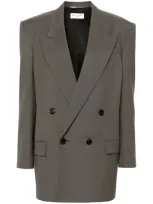 Saint Laurent Wool Gabardine Jacket In Grey