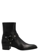 Saint Laurent Wyatt Ankle Boots In Black