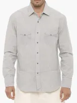 Salvatore Piccolo Hairline Striped Texana Shirt With Double Breast Pocket In Gray