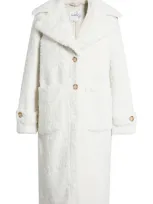 Sam Edelman Longline Faux Fur Coat In Ivory