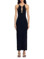 Sandro Beaded Maxi Dress In Black