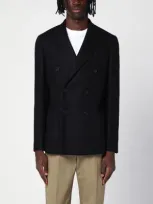 Santaniello Black Wool-blend Double-breasted Jacket