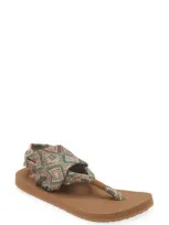 Sanuk Tile Slingback Sandal In Green/gold