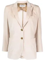 Saulina Notched-collar Single-breasted Blazer In Neutrals