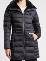 Save The Duck Caroline Water Resistant Coat With Faux Fur Lining In Black