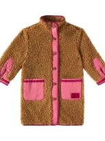 Scotch & Soda Kids' Colorblocked Teddy Jacket In Brown