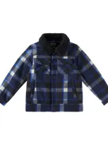 Scotch & Soda Kids' Faux Shearling-trimmed Checked Jacket In Multicoloured