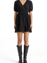 Scotch & Soda Wrap Front Minidress In Evening Black