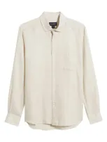 Scott Barber Solid Linen & Lyocell Twill Button-down Shirt In Natural