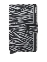 Secrid Leather Zebra Print Miniwallet In Grey