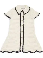 Self-portrait Kids' Classic-collar Crochet Minidress In Neutrals