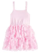 Self-portrait Kids' Little Girl's & Girl's Square Neck Jersey Tulle Dress In Pink