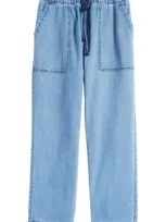 Service Works Elastic Waist Denim Chef Pants In Light Wash