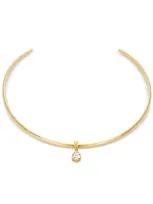 Shashi 14k Yellow Gold Plate & Cubic Zirconia Structured Collar Necklace, 16-18