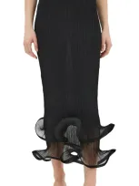 Simkhai Kelso Ruffled Plisse Maxi Skirt In Black