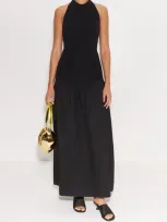 Simon Miller Junjo Knit & Poplin Maxi Dress In Black