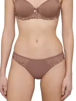 Simone Perele Andora Embroidered Mesh Bikini In Amaretto