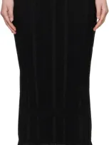 Simone Rocha Black Skinny Rib Frill Midi Skirt