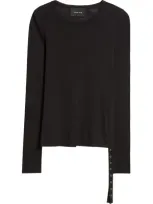 Simone Rocha Side Snap Long Sleeve Rib Top In Black