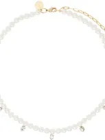 Simone Rocha White Pearl & Crystal Dagger Choker Necklace In Pearl/crystal