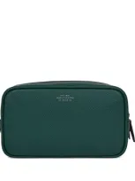 Smythson Panama Leather Double-zip Wash Bag In Green